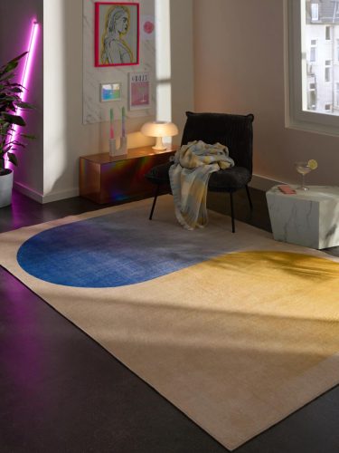Washable Rug Luna Blue/Yellow 15x15 cm Sample