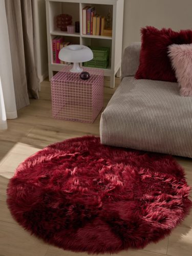Washable Shaggy Rug Nanuk Bordeaux ø 80 cm round