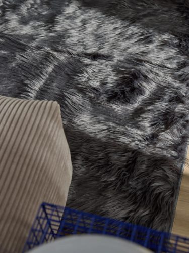 Washable Shaggy Rug Nanuk Charcoal 15x15 cm Sample