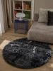 Washable Shaggy Rug Nanuk Charcoal ø 120 cm round