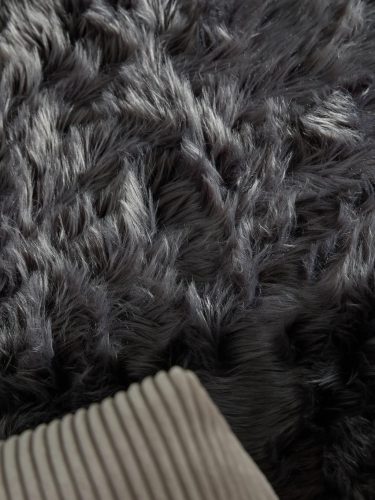 Washable Shaggy Rug Nanuk Charcoal ø 80 cm round