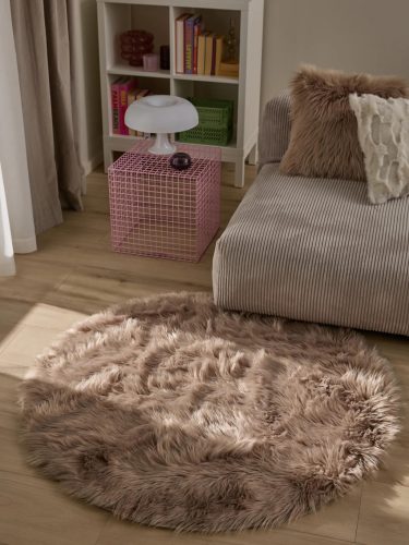 Washable Shaggy Rug Nanuk Beige ø 80 cm round