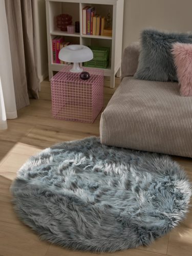 Washable Shaggy Rug Nanuk Blue ø 120 cm round