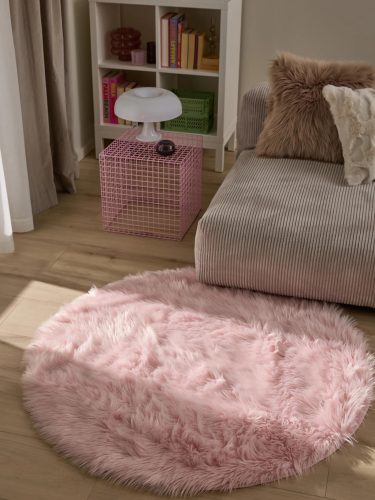 Washable Shaggy Rug Nanuk Pink ø 120 cm round