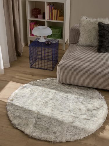 Washable Shaggy Rug Nanuk Black/White ø 80 cm round