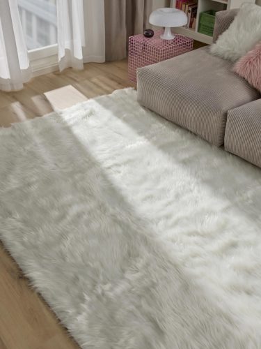 Washable Shaggy Rug Nanuk White 15x15 cm Sample