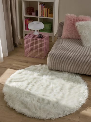 Washable Shaggy Rug Nanuk White ø 80 cm round