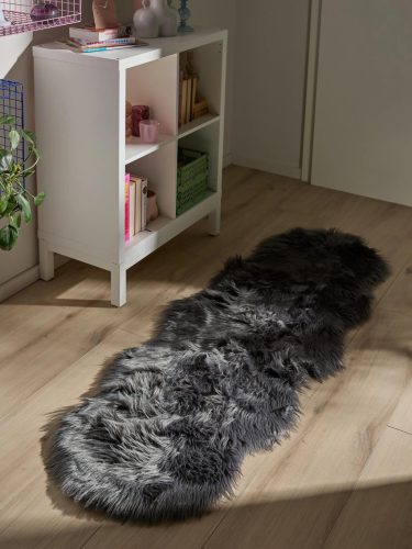 Washable Shaggy Rug Nanuk Charcoal 60x180 cm