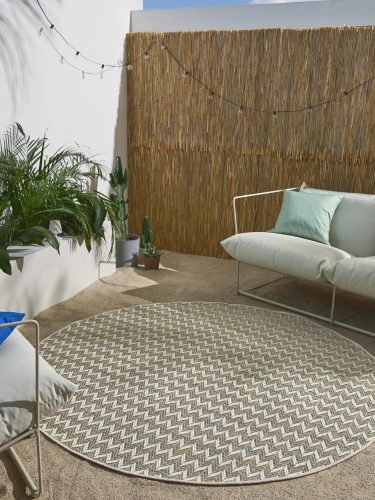 In- & Outdoor Rug Agra Blue/Cream ø 200 cm round