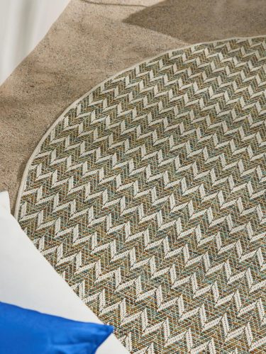 In- & Outdoor Rug Agra Blue/Cream ø 200 cm round