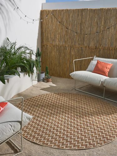 In- & Outdoor Rug Agra Beige/Multicolour ø 160 cm round