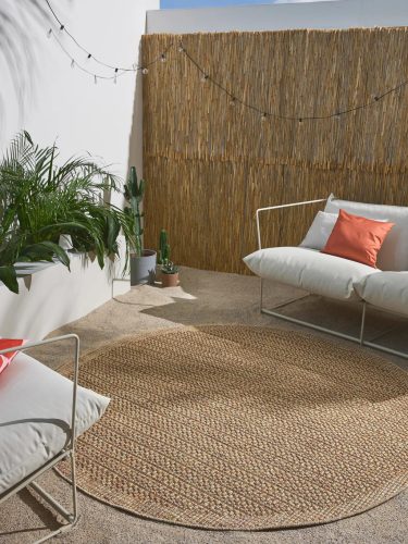In- & Outdoor Rug Agra Multicolour/Beige ø 160 cm round