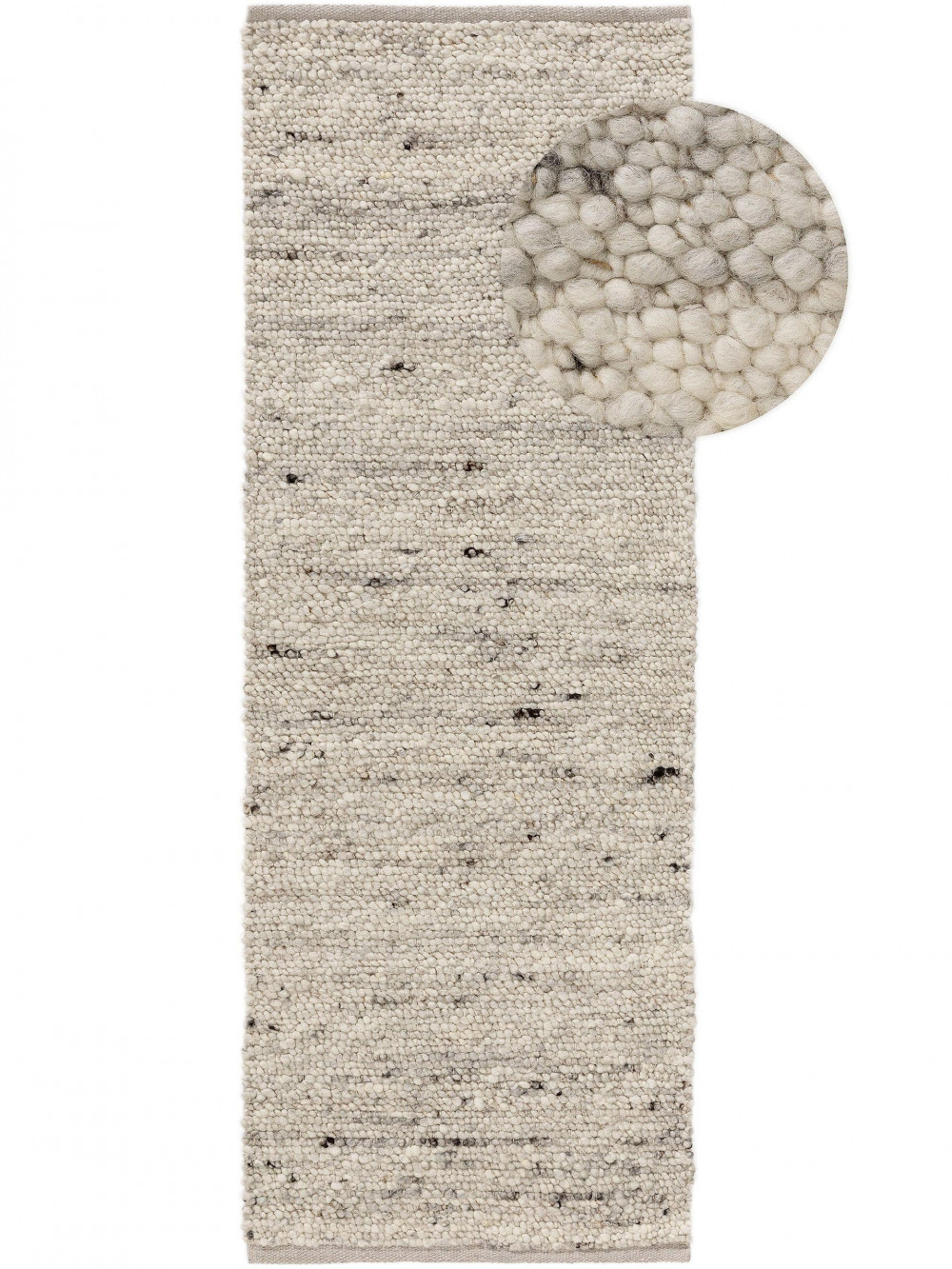 Finn Elefántcsont szürke gyapjú szőnyeg 70x200 cm